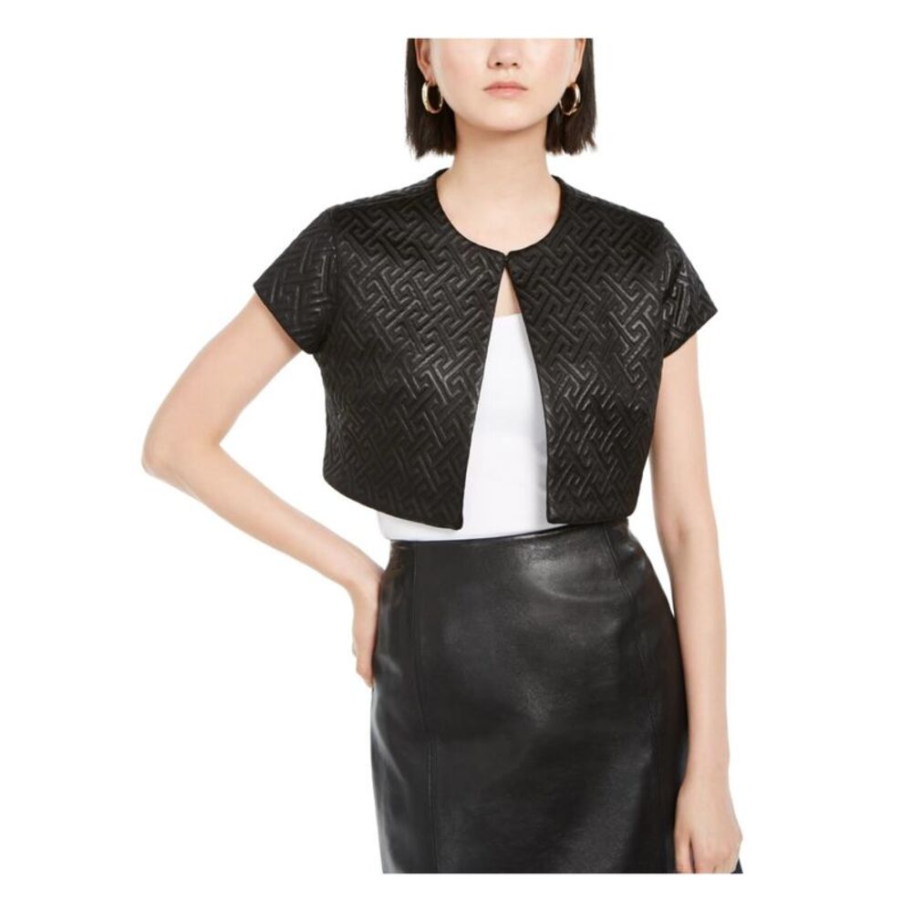 NATORI Womens Black Short Sleeve Evening Bolero Jacket XS